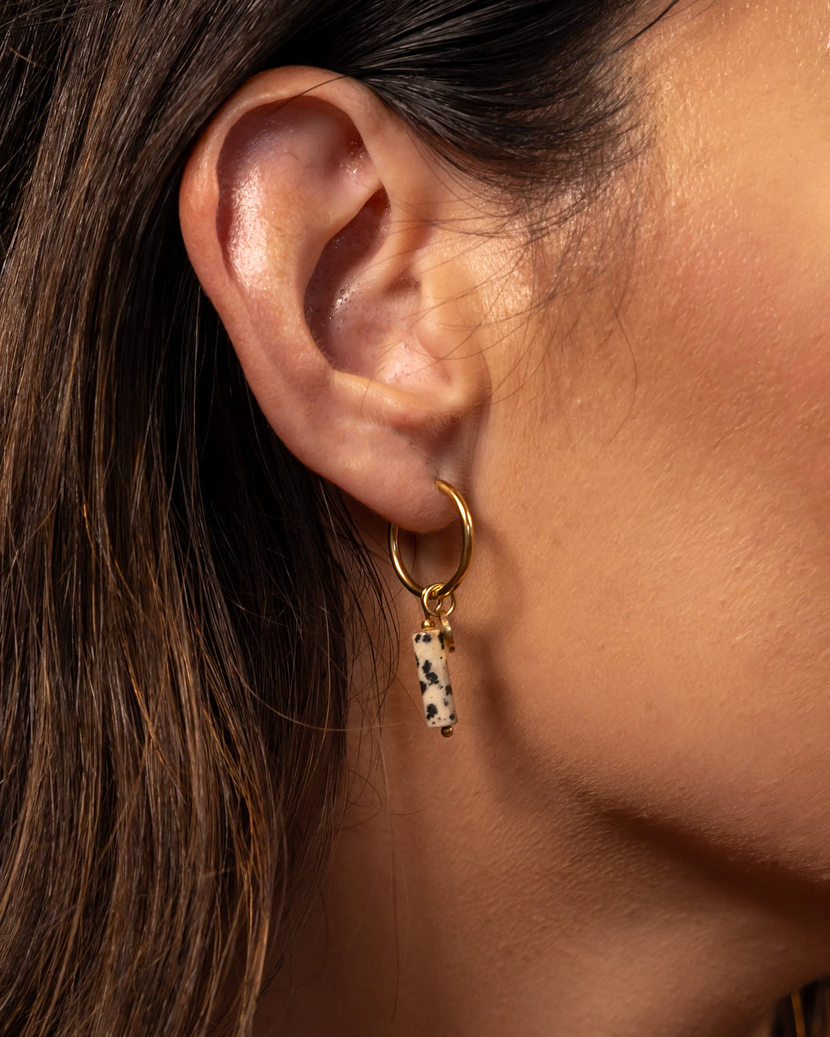 CUS Gaia | Oorbellen Dalmation Stone Cadeaubox Goud