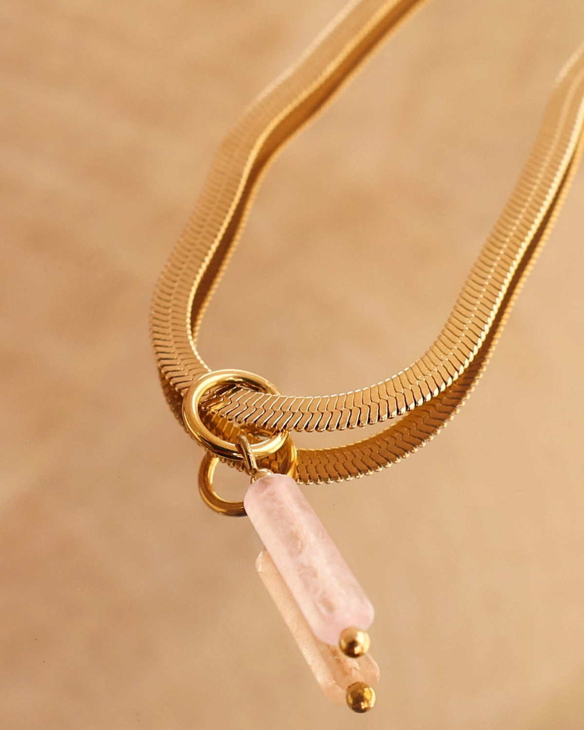 CUS | Jewelry Set Mira necklace 3mm and Gaia charm Milky Quartz - Vitality & Purity