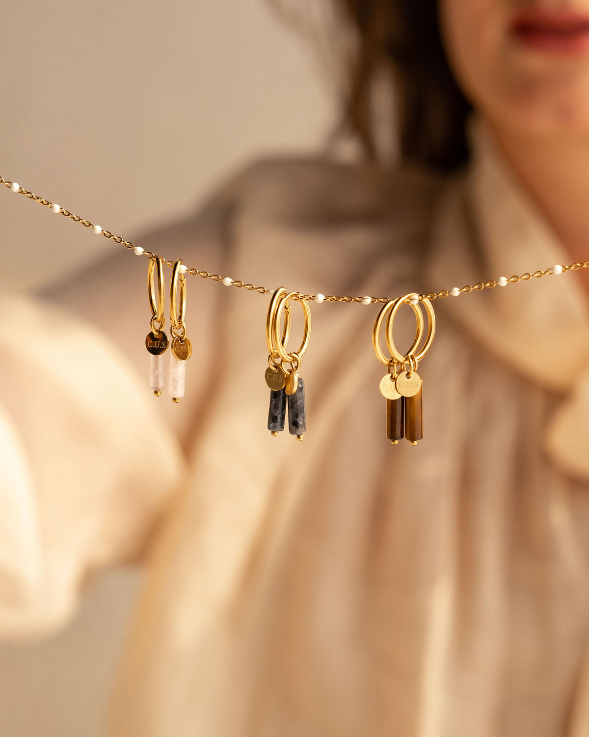 Gaia | Oorbellen Milky Quartz