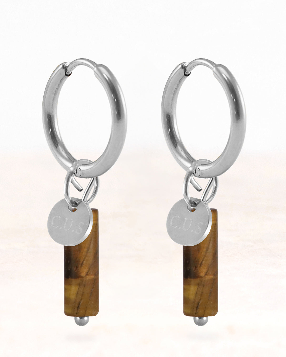 CUS Gaia | Oorbellen Tiger’s Eye Cadeaubox Zilver
