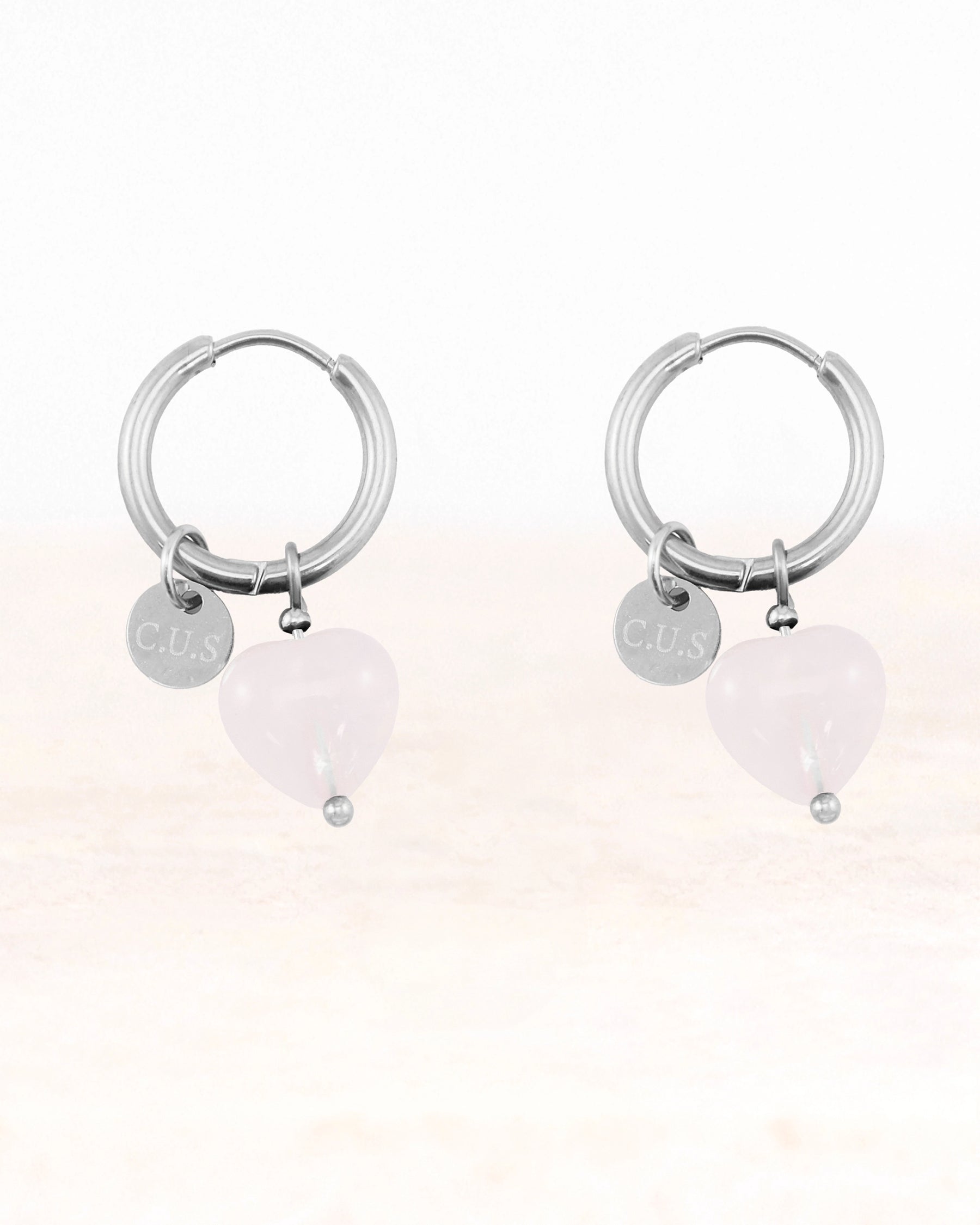 Boucles d'oreilles CUS Cinta Rose Quartz - Amour de soi et empathie 