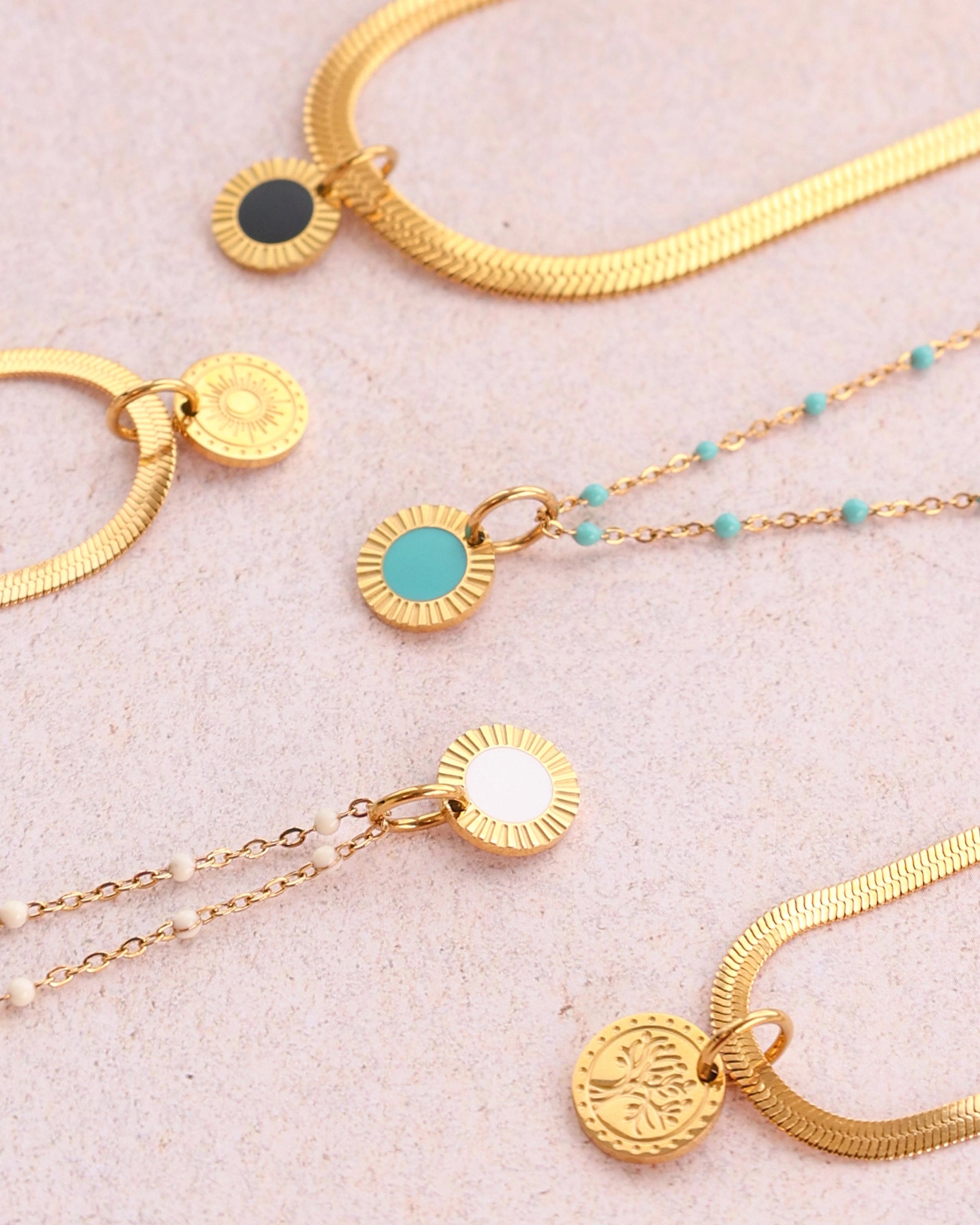 CUS® Jewellery Set Mira necklace 3mm and Gaia charm Milky Quartz - Vitality & Purity