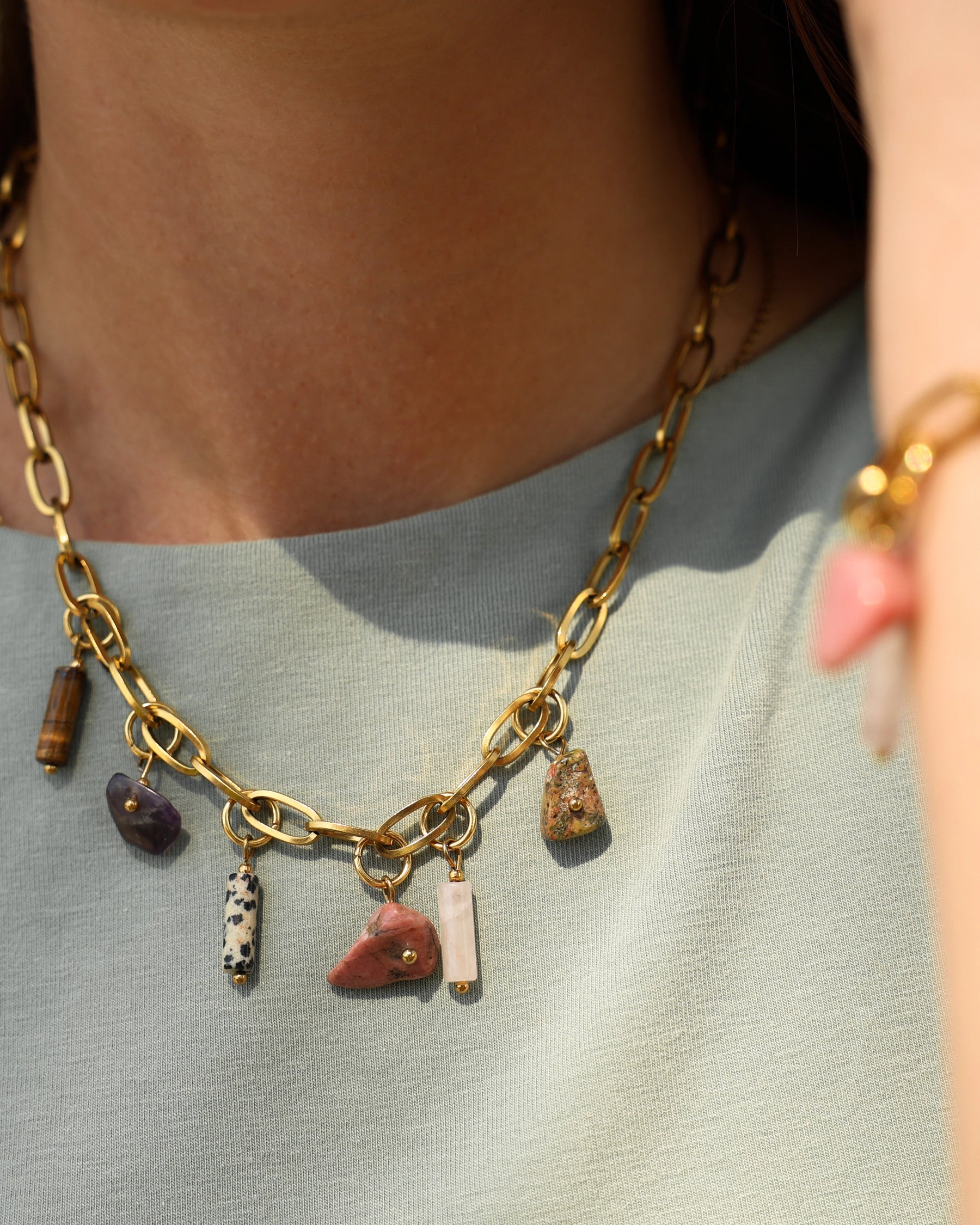 CUS Ensemble de bijoux collier Pierres significatives 