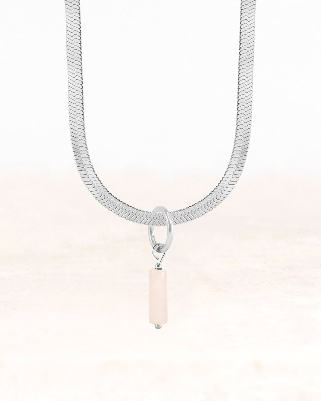 CUS® Jewellery Set Mira necklace 3mm and Gaia charm Milky Quartz - Vitality & Purity