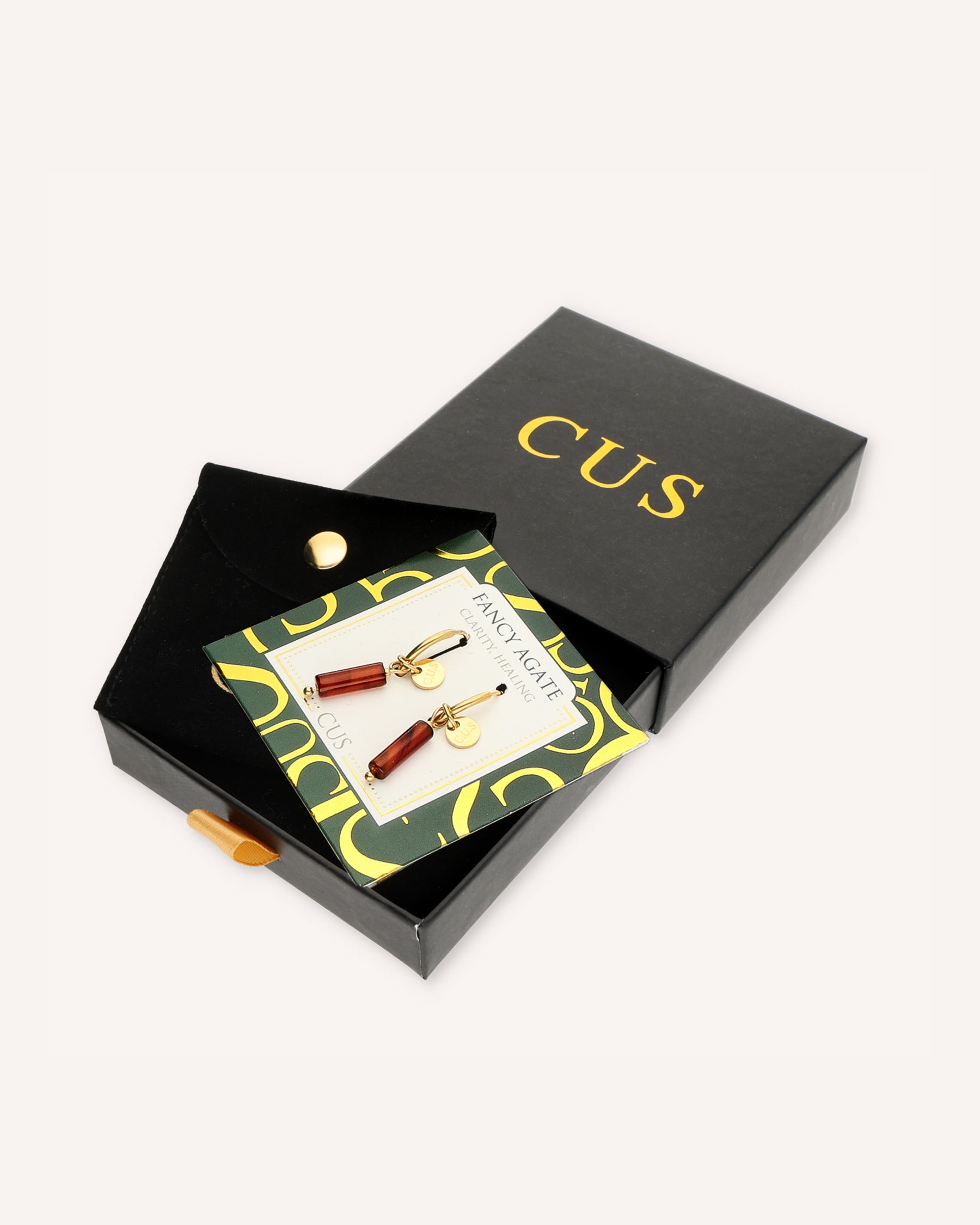 CUS Gaia | Oorbellen Fancy Agate Cadeaubox Goud