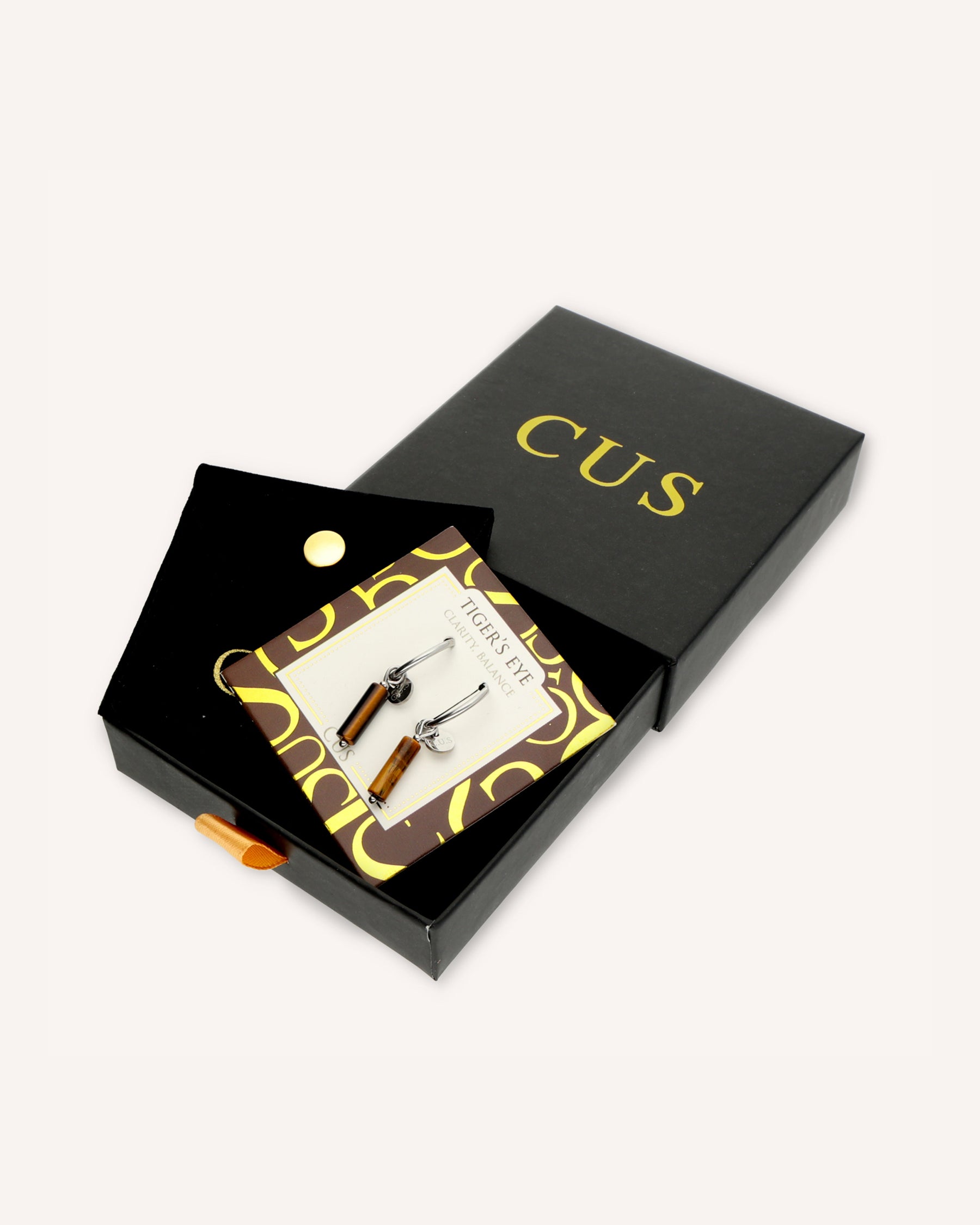 CUS Gaia | Oorbellen Tiger’s Eye Cadeaubox Zilver