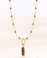 CUS® Jewellery set Neva necklace brown and Gaia charm Tiger's Eye - Clarity & Balance